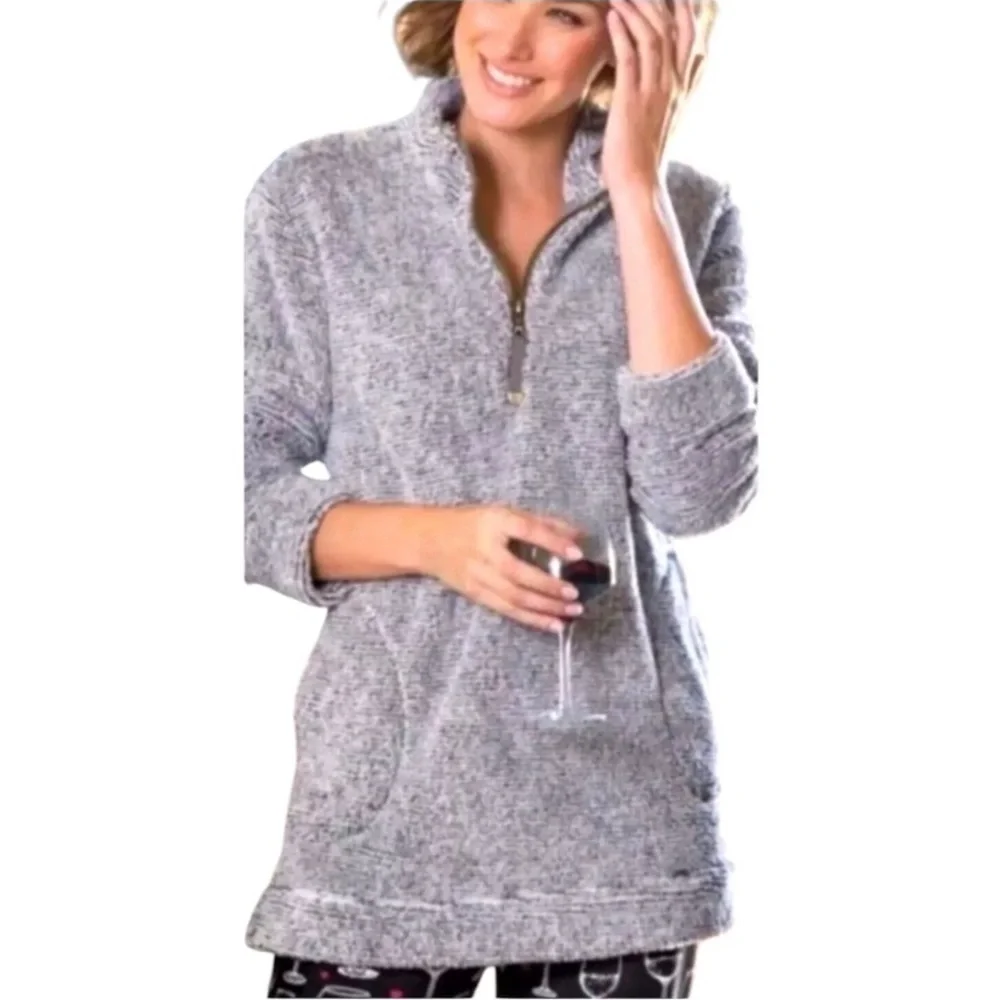 Soft Surroundings Plush Fleece quarter Zip Pullover soft comfort core Loungewear